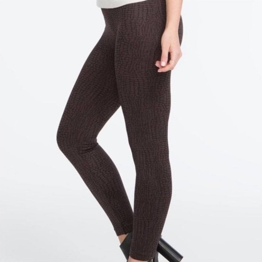 SPANX Animal Print Look At Me Now Leggings Black Brown Size S